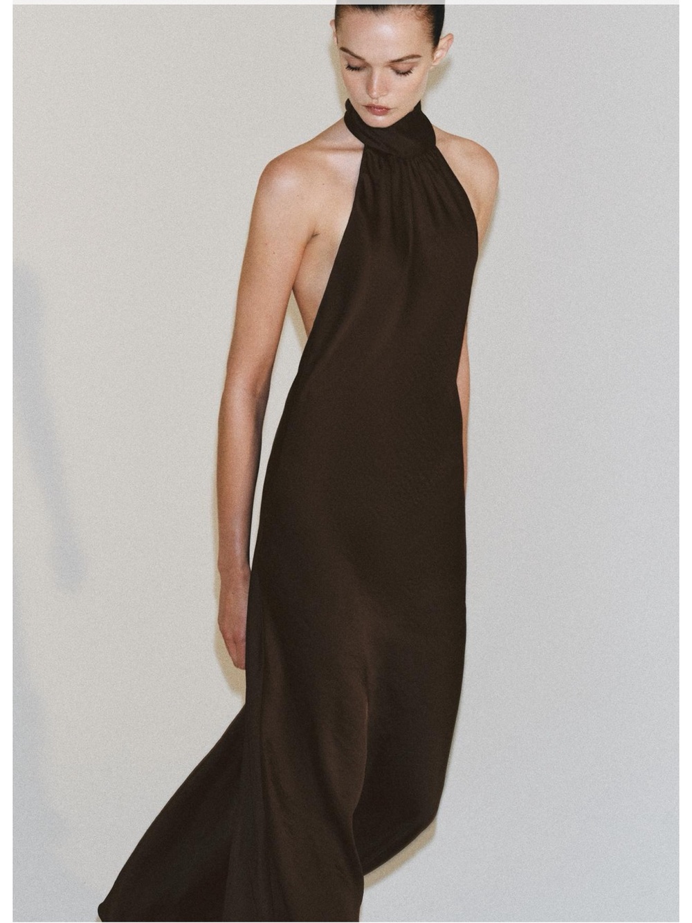 Zara Backless Black Halter Maxi Dress